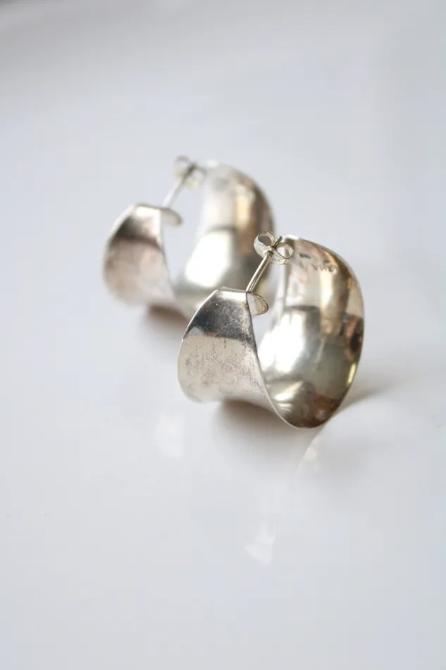 IMA 925 THAI Wide Stud Hoop Earrings Jubilee Thrift Earrings