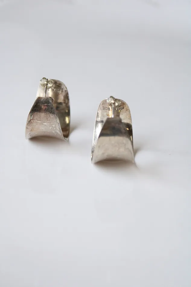 IMA 925 THAI Wide Stud Hoop Earrings Jubilee Thrift Earrings