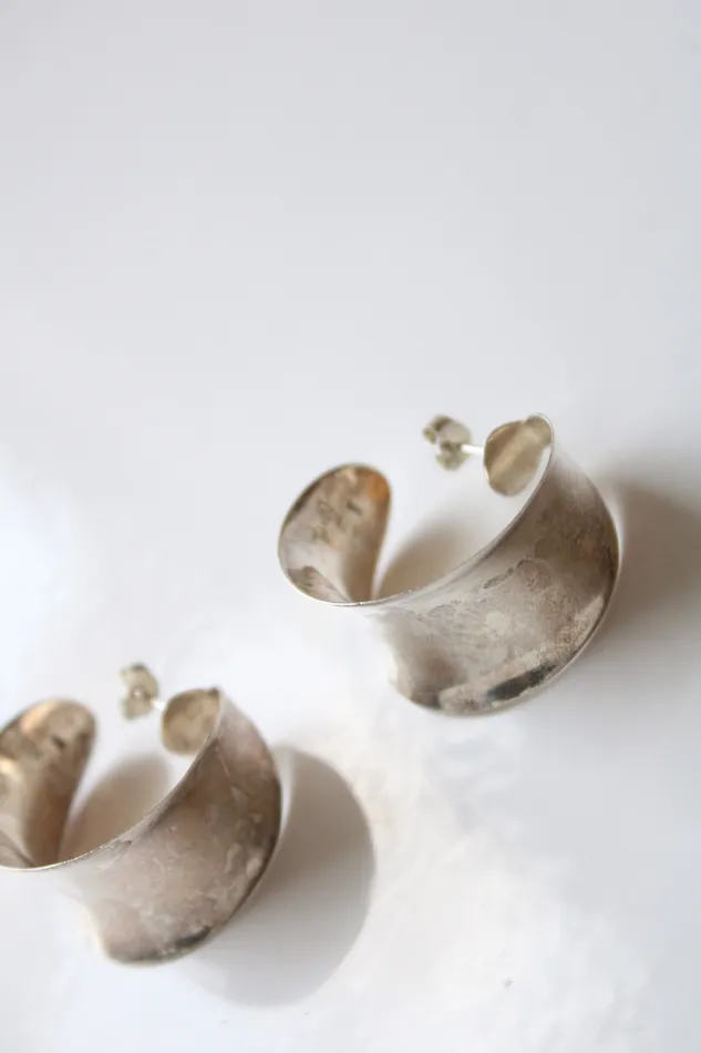 IMA 925 THAI Wide Stud Hoop Earrings Jubilee Thrift Earrings