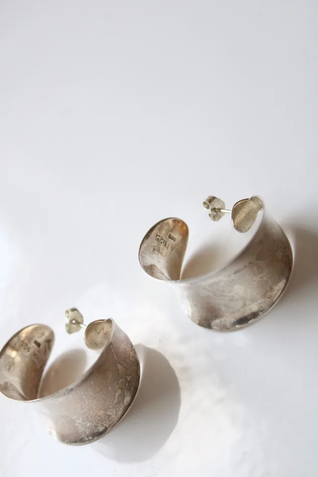IMA 925 THAI Wide Stud Hoop Earrings Jubilee Thrift Earrings