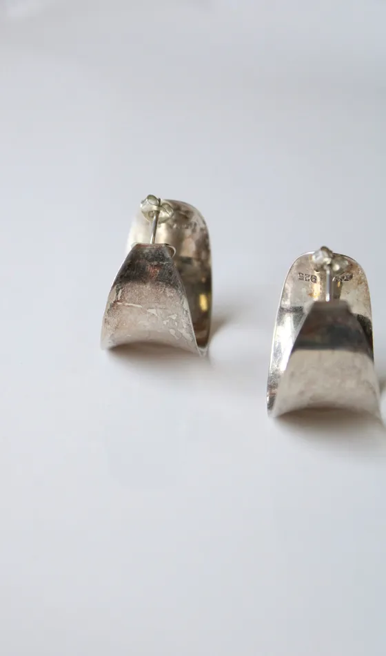 IMA 925 THAI Wide Stud Hoop Earrings Jubilee Thrift Earrings