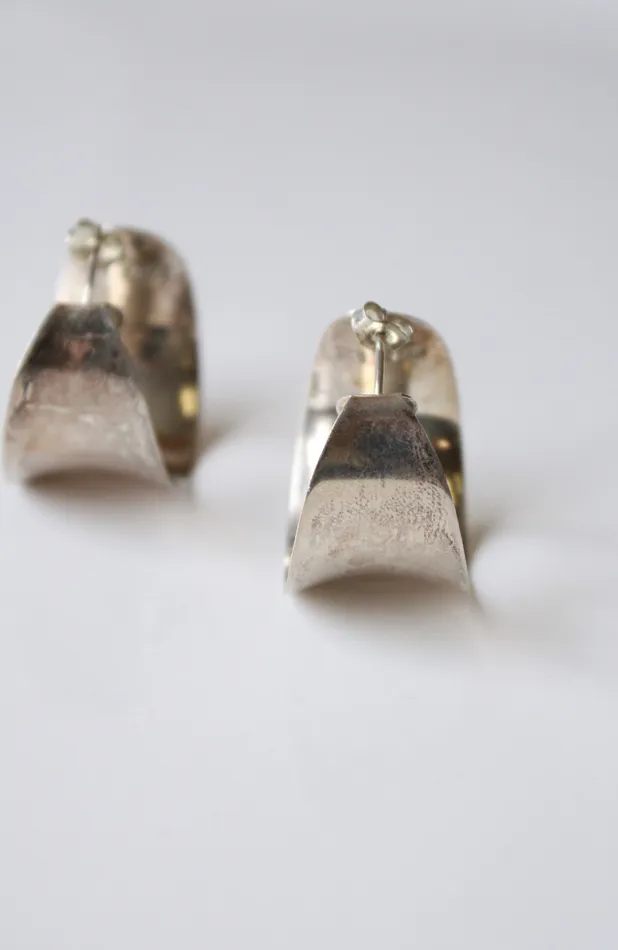 IMA 925 THAI Wide Stud Hoop Earrings Jubilee Thrift Earrings