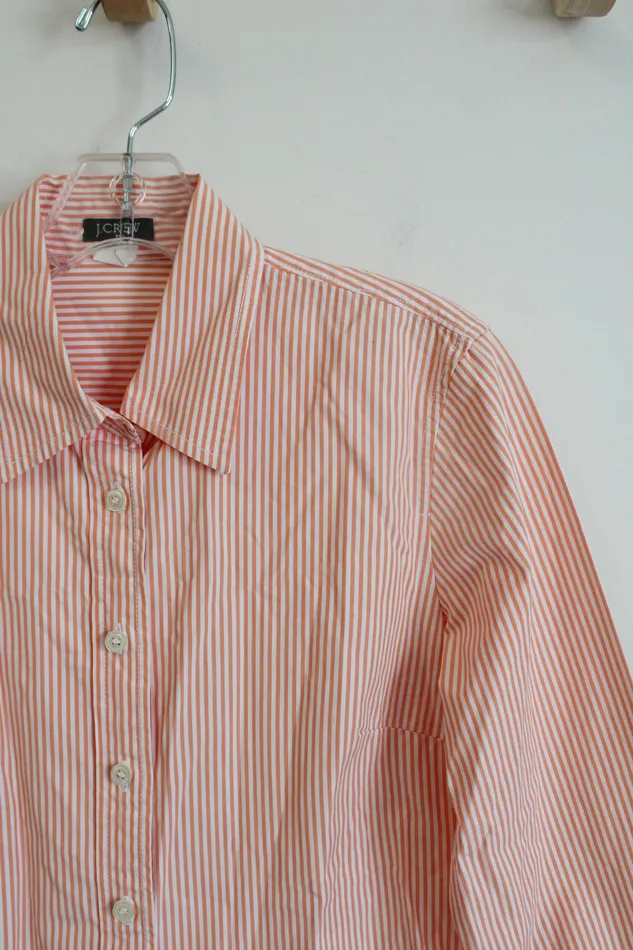 JCrew Peach Orange White Striped Button Down Top M JCrew Rings