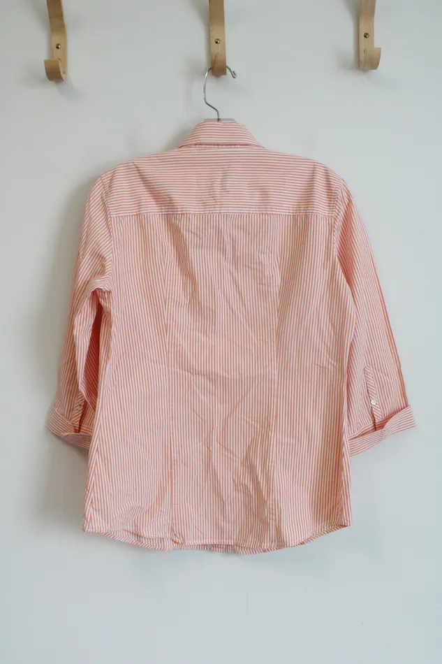 JCrew Peach Orange White Striped Button Down Top M JCrew Rings