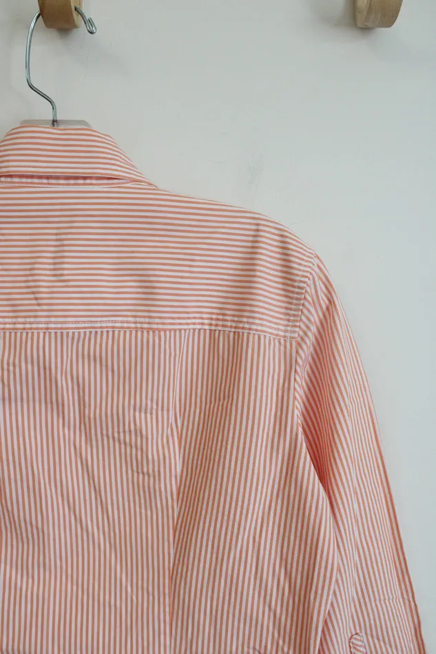 JCrew Peach Orange White Striped Button Down Top M JCrew Rings