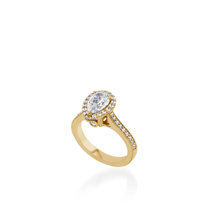 John Atencio Satin Pear White Gold Engagement Ring Rings