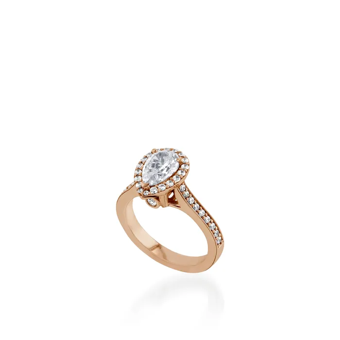 John Atencio Satin Pear White Gold Engagement Ring Rings