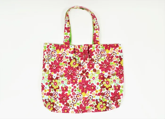 Jubilee Thrift Rings Pink Green Floral Canvas Tote