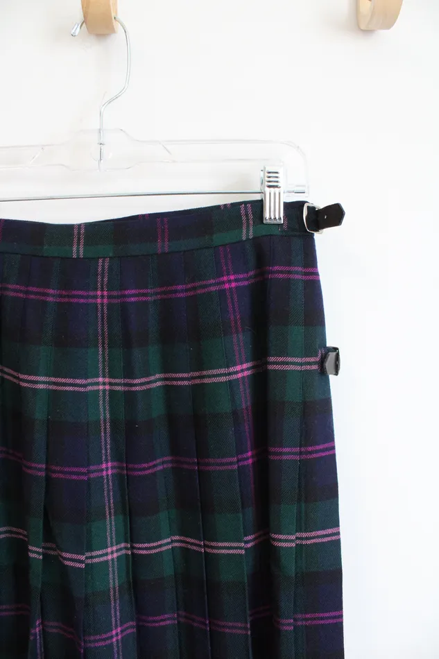 Kinioch Anderson Earrings Kinioch Anderson Green Pink Tartan Pleated Wool Wrap Kilt 12