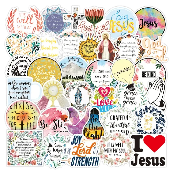 Lords Guidance Earrings Jesus Christian Sayings Sticker Set 50 Stickers