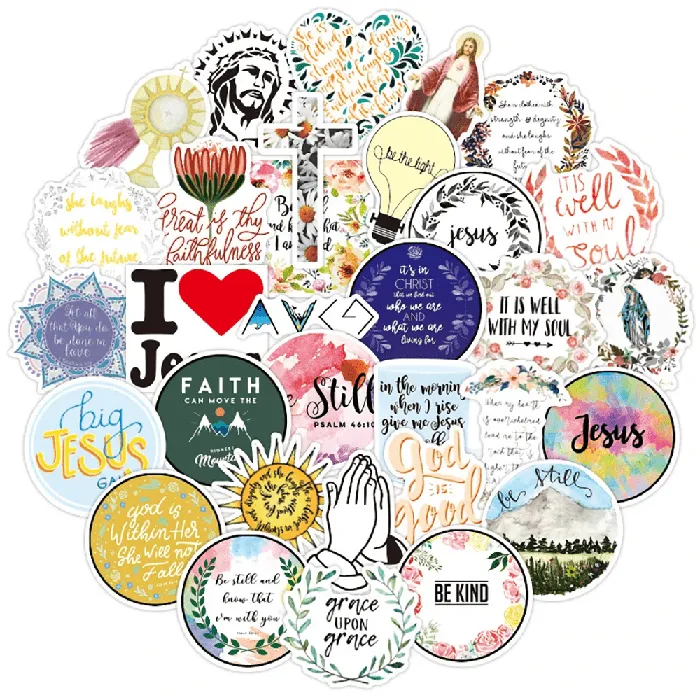 Lords Guidance Earrings Jesus Christian Sayings Sticker Set 50 Stickers