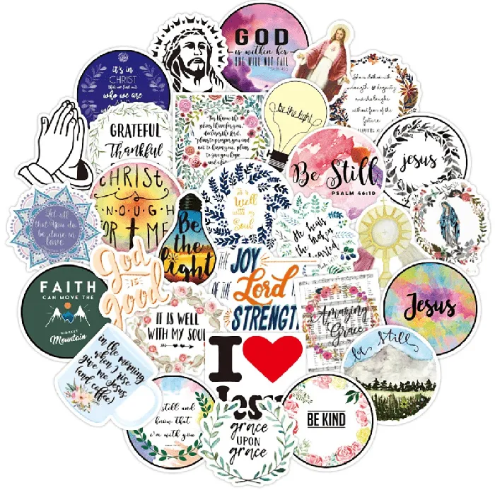 Lords Guidance Earrings Jesus Christian Sayings Sticker Set 50 Stickers