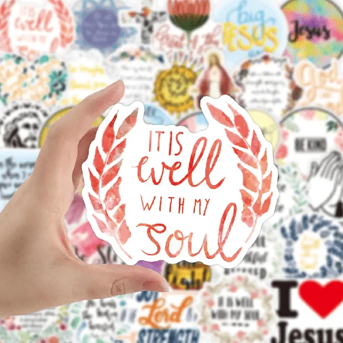 Lords Guidance Earrings Jesus Christian Sayings Sticker Set 50 Stickers