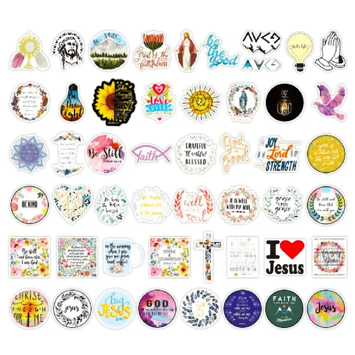 Lords Guidance Earrings Jesus Christian Sayings Sticker Set 50 Stickers