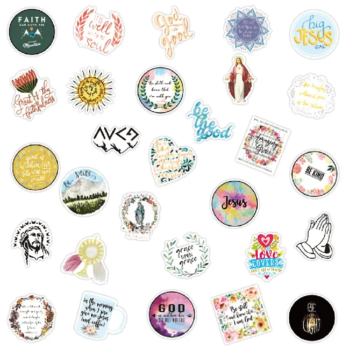 Lords Guidance Earrings Jesus Christian Sayings Sticker Set 50 Stickers