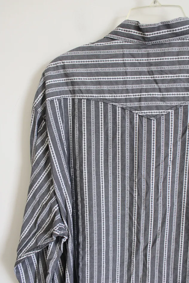 Lucky Brand Gray White Pearl Snap Button Down Shirt XXL Lucky Brand Rings