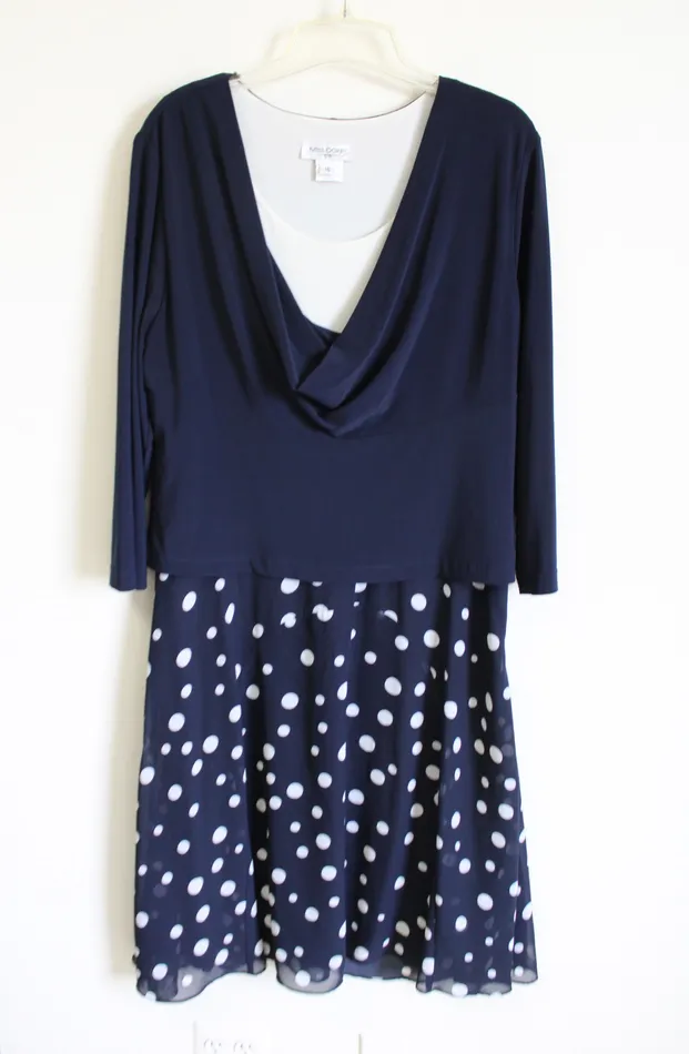 Miss Dorby Miss Dorby Navy Blue Polka Dot Dress 16 Rings