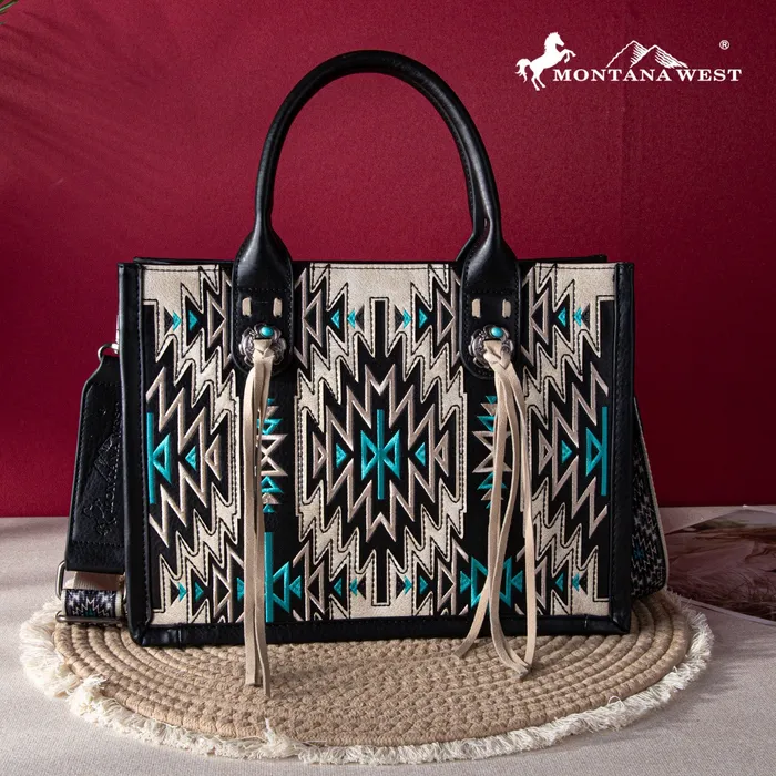 Montana West Embroidered Aztec Concealed Carry ToteCrossbody Black MONTANA WEST Rings Montana West Embroidered Aztec Concealed Carry ToteCrossbody Black MONTANA WEST Rings