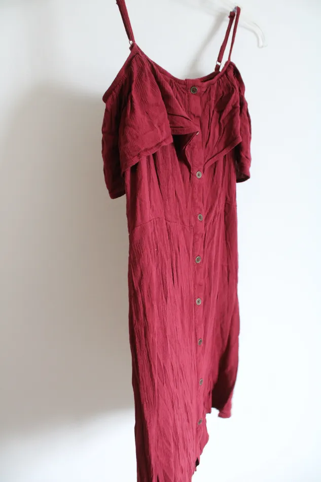 Mossimo Supply Co Earrings Mossimo Maroon Cold Shoulder Dress L