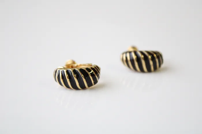 Napier Earrings Napier Half Hoop Black Clip On Earrings