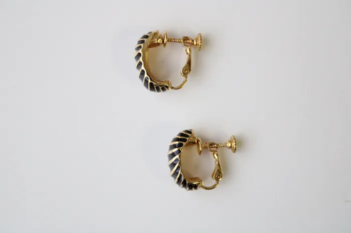 Napier Earrings Napier Half Hoop Black Clip On Earrings