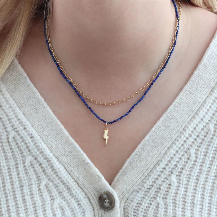 Necklaces Kris Nations Petite Lapis Gemstone Beaded Necklace