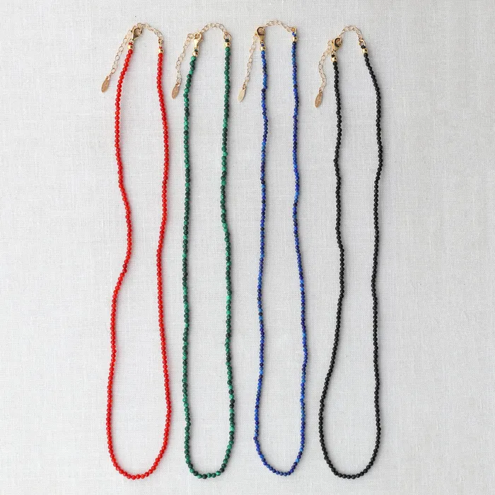 Necklaces Kris Nations Petite Lapis Gemstone Beaded Necklace