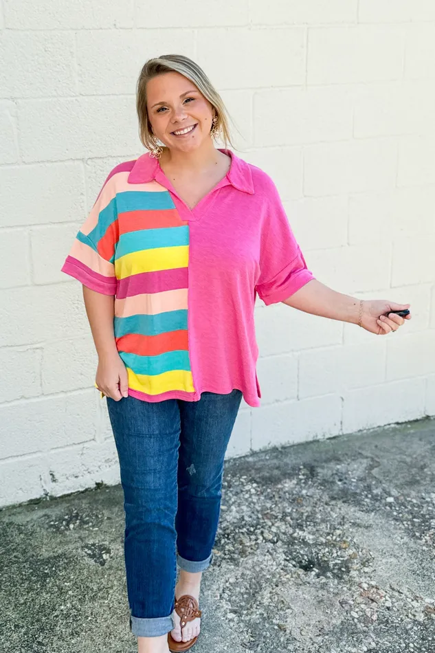 Necklaces Look Both Ways Stripe Color Block Top Haptics
