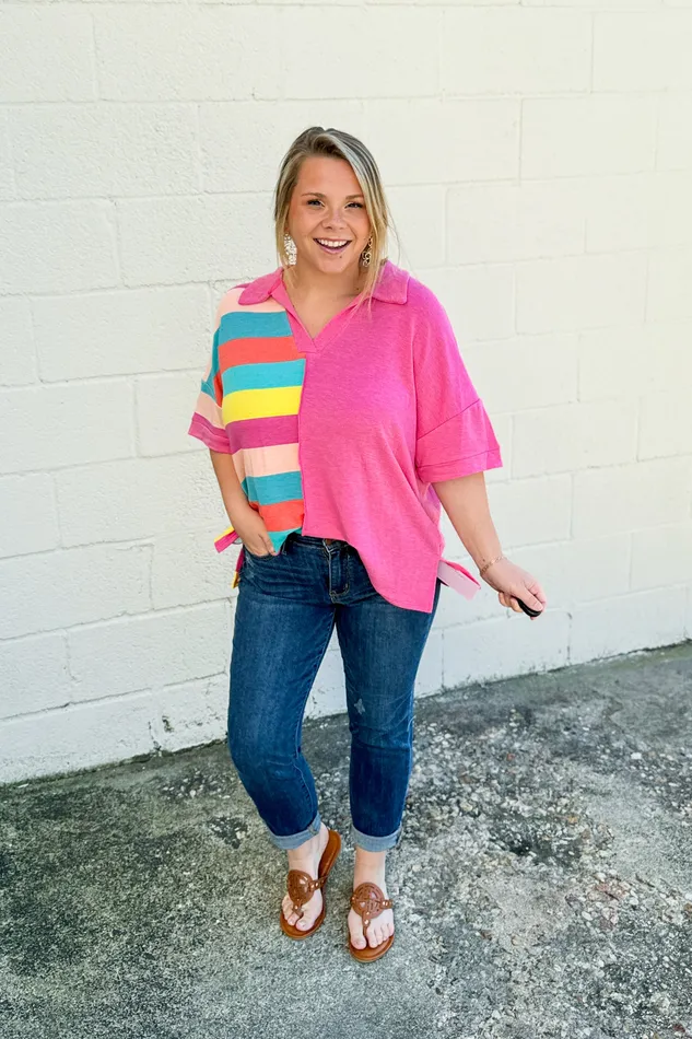 Necklaces Look Both Ways Stripe Color Block Top Haptics