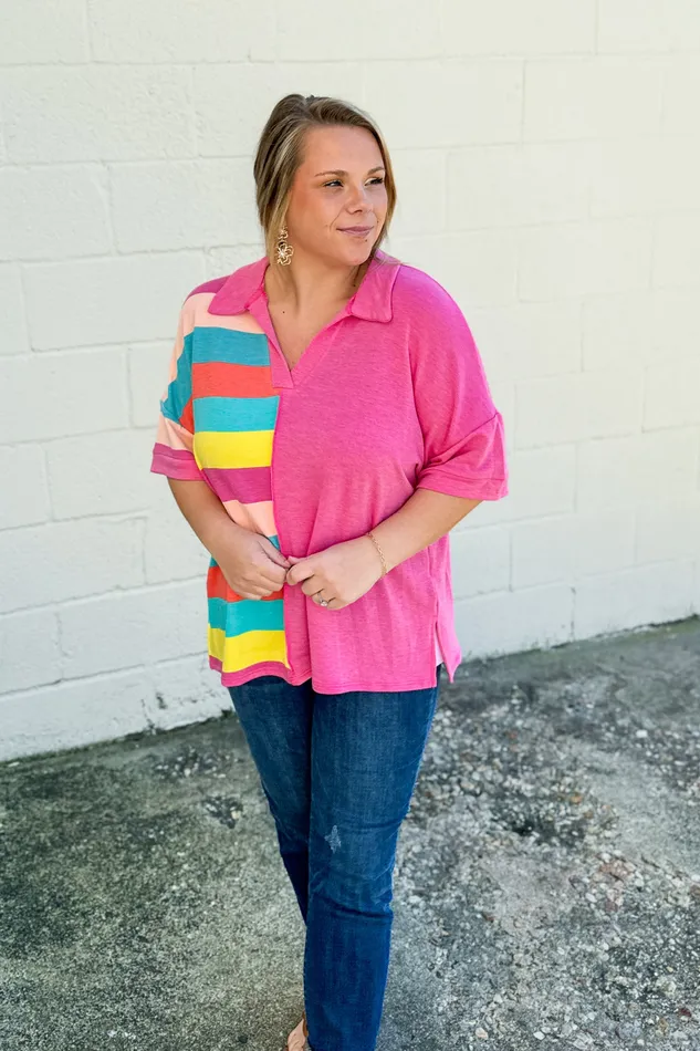 Necklaces Look Both Ways Stripe Color Block Top Haptics