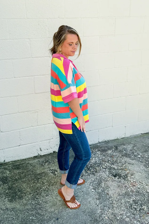 Necklaces Look Both Ways Stripe Color Block Top Haptics