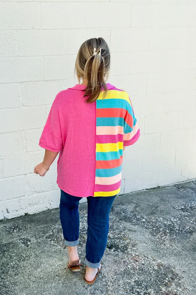 Necklaces Look Both Ways Stripe Color Block Top Haptics