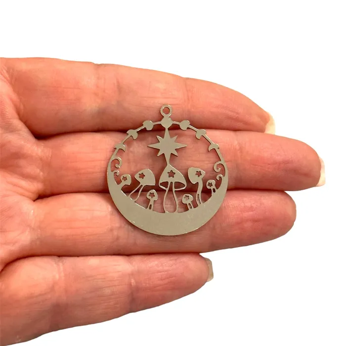 Necklaces Peppy Beads Stainless Steel Phases of Moon and Mushrooms Charm Laser Cut Phases of Moon and Mushrooms Charm Necklaces Peppy Beads Stainless Steel Phases of Moon and Mushrooms Charm Laser Cut Phases of Moon and Mushrooms Charm