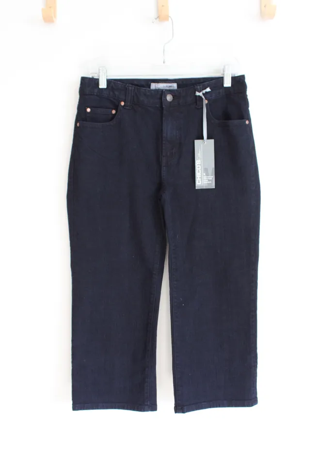 NEW Chicos Performance Dark Wash Capri Jeans 0 4 Chicos Earrings