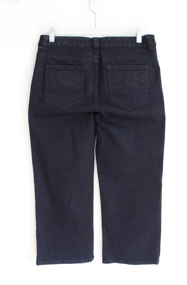 NEW Chicos Performance Dark Wash Capri Jeans 0 4 Chicos Earrings