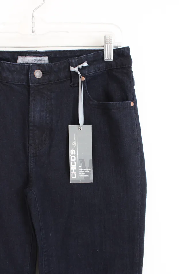 NEW Chicos Performance Dark Wash Capri Jeans 0 4 Chicos Earrings