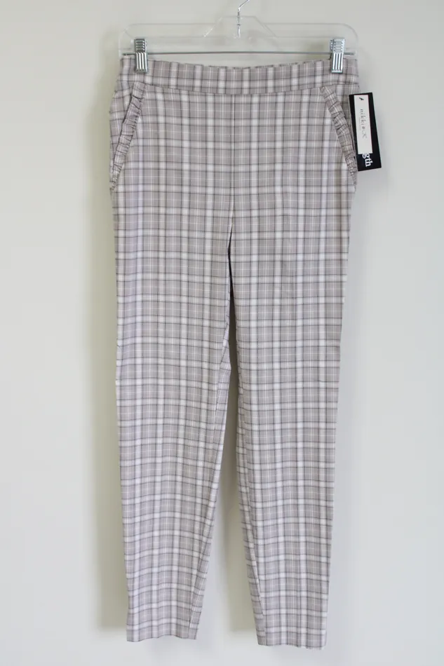 NEW Nikki K Ankle Length Tan Plaid Fitted Chino Pants S Nikki K Earrings