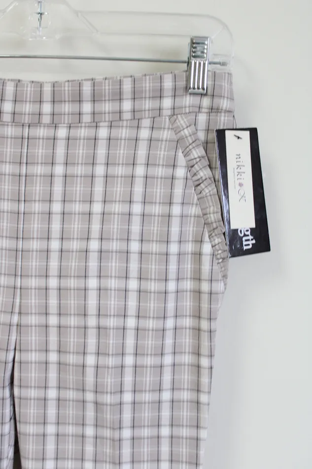NEW Nikki K Ankle Length Tan Plaid Fitted Chino Pants S Nikki K Earrings