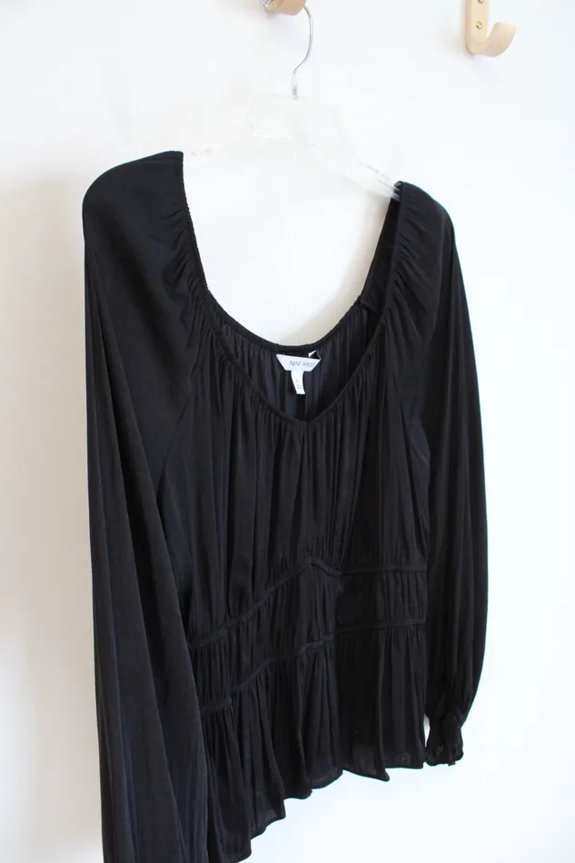 Nine West Rings Nine West Black Silky Long Sleeved Top XL