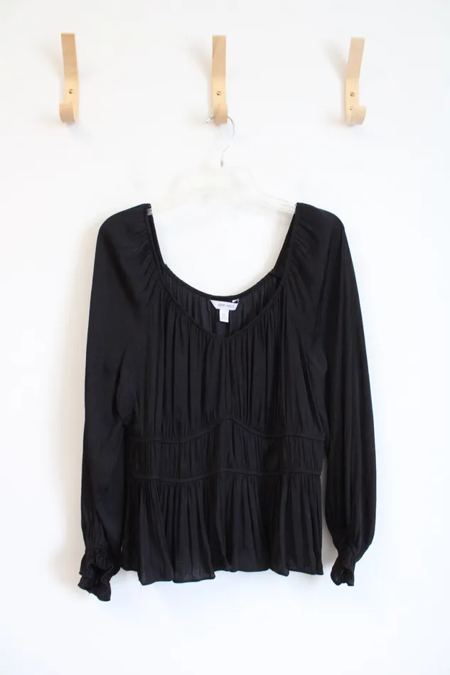 Nine West Rings Nine West Black Silky Long Sleeved Top XL