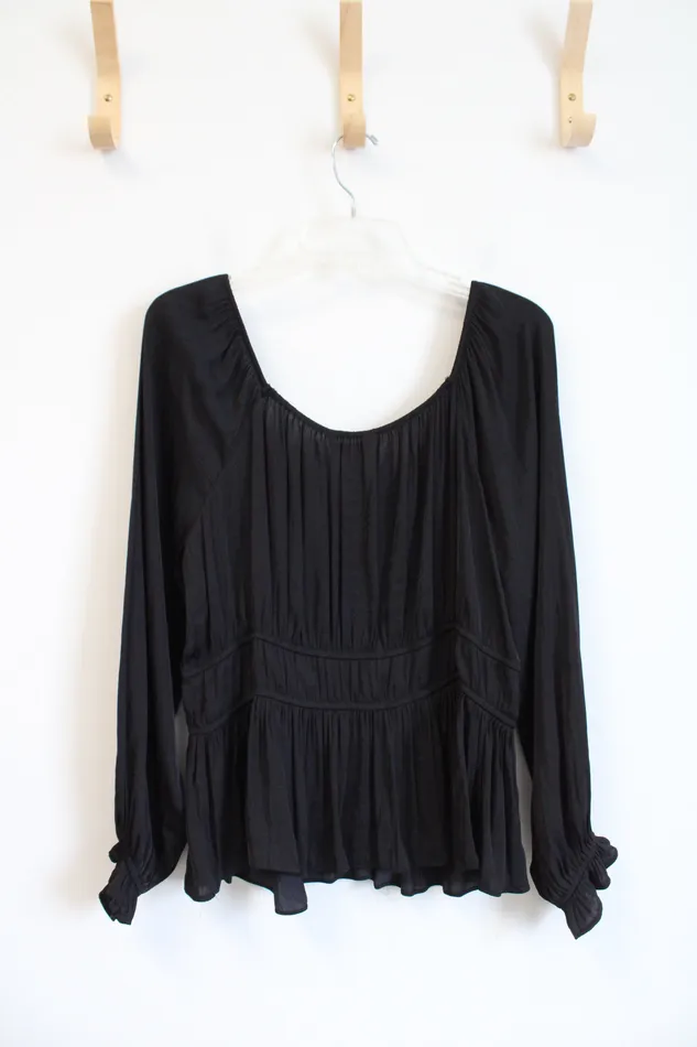 Nine West Rings Nine West Black Silky Long Sleeved Top XL