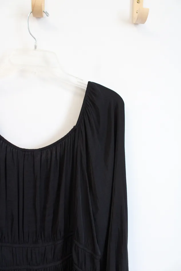 Nine West Rings Nine West Black Silky Long Sleeved Top XL