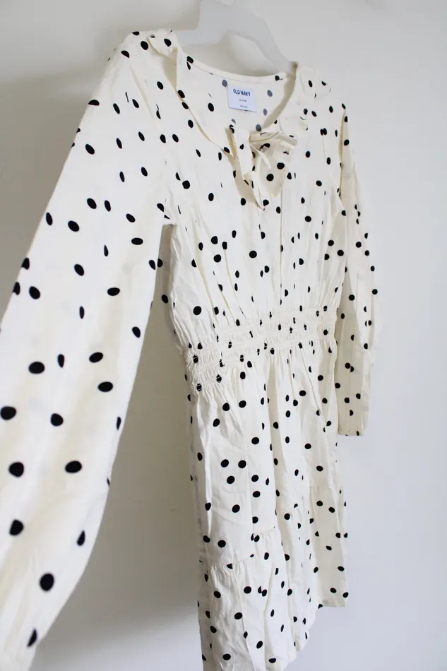 Old Navy Rings NEW Old Navy Cream Black Polka Dotted Peter Pan Collar Dress Youth XL 1416