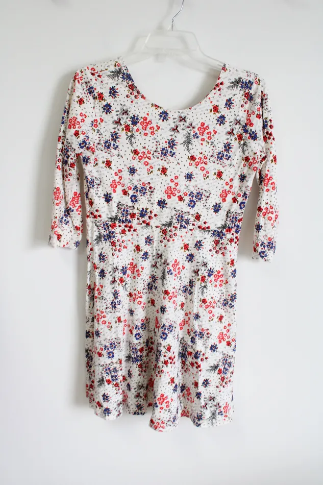 Old Navy Rings Old Navy White Blue Red Floral Dress 16