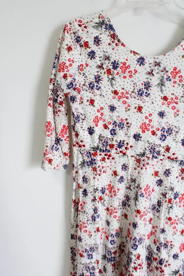 Old Navy Rings Old Navy White Blue Red Floral Dress 16