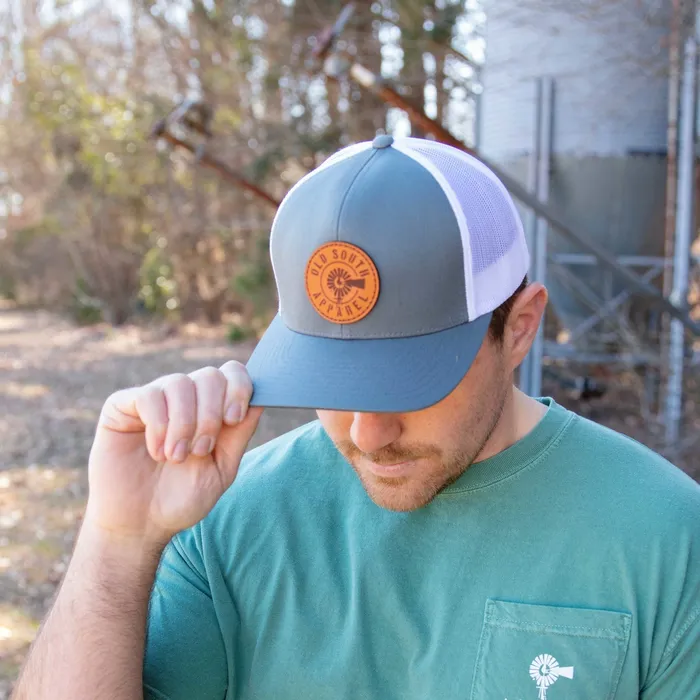 Old South Apparel Earrings Windmill Leather Patch Trucker Hat