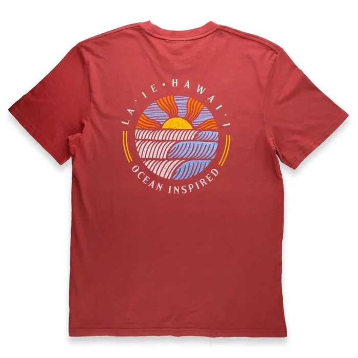 Pacific Creations Press Wave Mens TShirt Wine Red TANKSTREAM Rings
