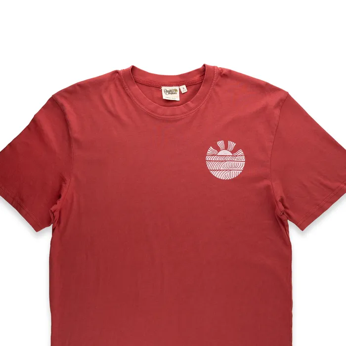 Pacific Creations Press Wave Mens TShirt Wine Red TANKSTREAM Rings