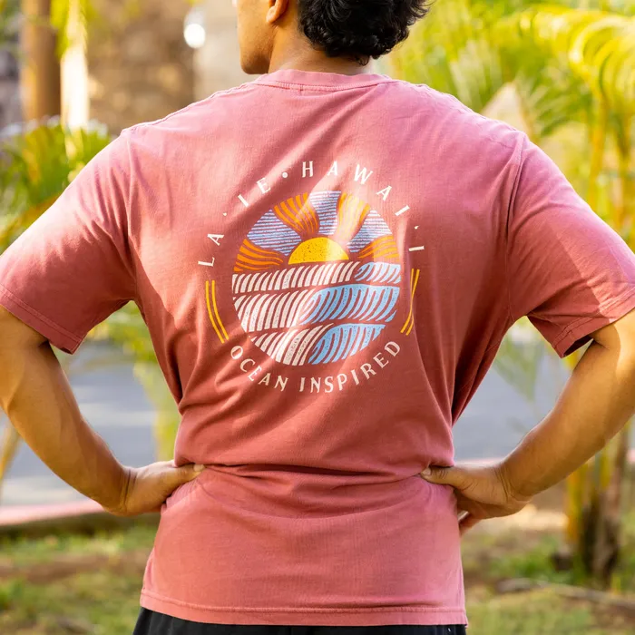 Pacific Creations Press Wave Mens TShirt Wine Red TANKSTREAM Rings