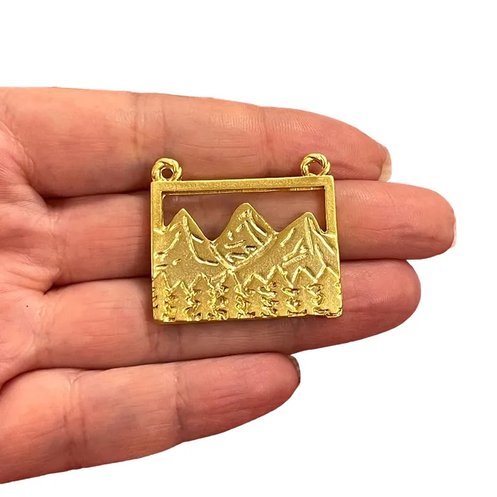 Peppy Beads Earrings 24Kt Matte Gold Plated Landscape Forest Charm Gold Landscape Forest Charm Peppy Beads Earrings 24Kt Matte Gold Plated Landscape Forest Charm Gold Landscape Forest Charm
